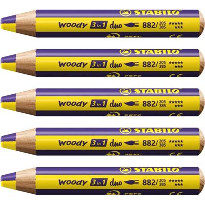 STABILO Woody 3 in 1 Duo - Zweifarbige Buntstifte - 5 Stück STABILO Woody 3 in 1 Duo - Zweifarbige Buntstifte - 5 Stück