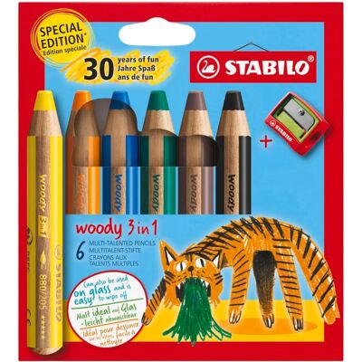 STABILO Woody 3in1 Colored Pencils - Assorted, 6 pcs STABILO Woody 3in1 Colored Pencils - Assorted, 6 pcs