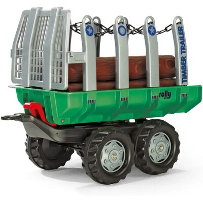 Przyczepa z drewna Rolly Toys - Zielona & 5 Kłód - Zabawny przyczepa Przyczepa z drewna Rolly Toys - Zielona & 5 Kłód - Zabawny przyczepa
