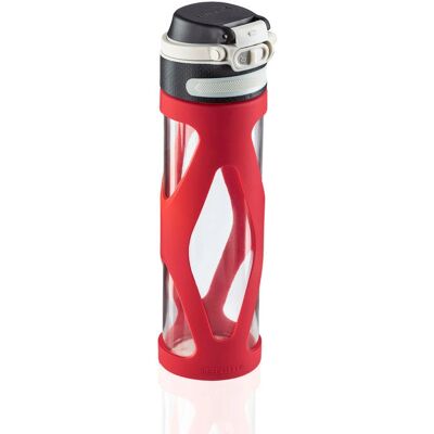 Leifheit 03256 Bottiglia in Vetro Anti-fuoriuscita - 600ml - Nero, Rosso, Trasparente Leifheit 03256 Bottiglia in Vetro Anti-fuoriuscita - 600ml - Nero, Rosso, Trasparente