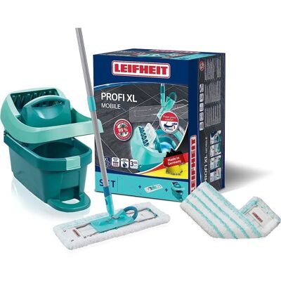 Leifheit Microfiber Cleaning Set - XL 42cm - Microfiber Mop, Bucket & Wringer Leifheit Microfiber Cleaning Set - XL 42cm - Microfiber Mop, Bucket & Wringer