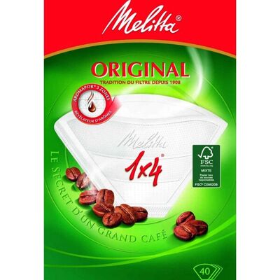 Melitta Original 1x4/40 Papieren Koffiefilters - 40 stuks Melitta Original 1x4/40 Papieren Koffiefilters - 40 stuks