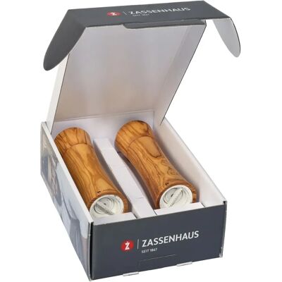 Zassenhaus Frankfurt olive wood salt and pepper mills set - spice mills set Zassenhaus Frankfurt olive wood salt and pepper mills set - spice mills set