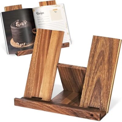 Suporte de livro dobrável de acácia Zassenhaus - Organizador de cozinha Suporte de livro dobrável de acácia Zassenhaus - Organizador de cozinha