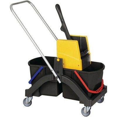 Chariot de nettoyage VERMOP avec 2 seaux de 17L et presse - Publicité Chariot de nettoyage VERMOP avec 2 seaux de 17L et presse - Publicité