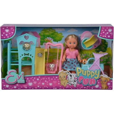 Simba Evi Love Puppy Fun - Valp Lekesett med Rutsjebane & Huske - 12cm Simba Evi Love Puppy Fun - Valp Lekesett med Rutsjebane & Huske - 12cm