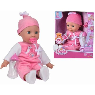 Růžová panenka Laura Simba - Měkké tělo 38cm - 24 zvuků Růžová panenka Laura Simba - Měkké tělo 38cm - 24 zvuků