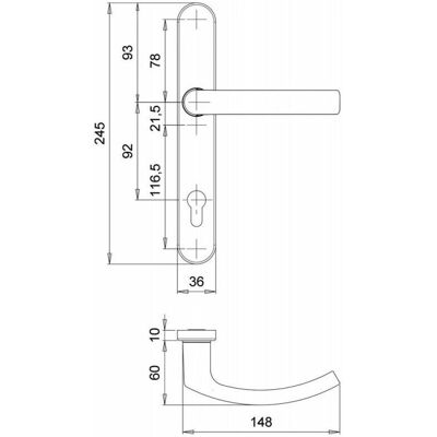 Set de Manijas para Puertas Kronos Edi - Aluminio, Oval, 92mm PZ Set de Manijas para Puertas Kronos Edi - Aluminio, Oval, 92mm PZ