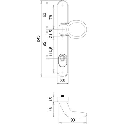 Juego de manijas de puerta ovaladas en aluminio Kronos 2005/2045 - Reversible izquierda/derecha Juego de manijas de puerta ovaladas en aluminio Kronos 2005/2045 - Reversible izquierda/derecha