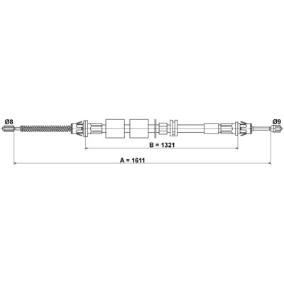 Bremskabel ATE for Ford Mondeo 1-2 - 1611mm Bremskabel ATE for Ford Mondeo 1-2 - 1611mm