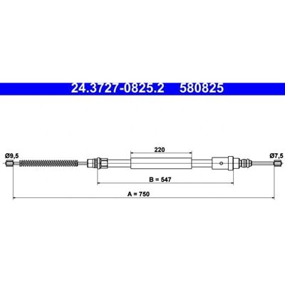 ATE 24.3727-0825.2 Parkeringsbremskabel Peugeot 406 ATE 24.3727-0825.2 Parkeringsbremskabel Peugeot 406