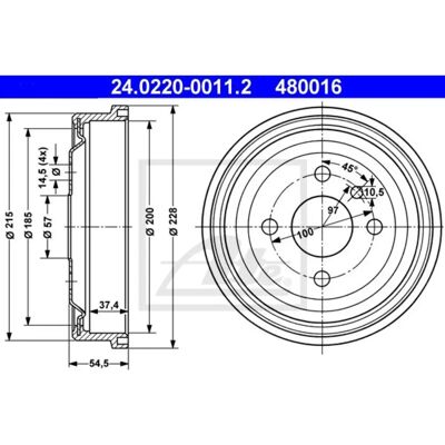 ATE Bremsetrommel - 200mm Diameter, 4 Huller, Astra F, Kadett D - Bremsetrommel ATE Bremsetrommel - 200mm Diameter, 4 Huller, Astra F, Kadett D - Bremsetrommel