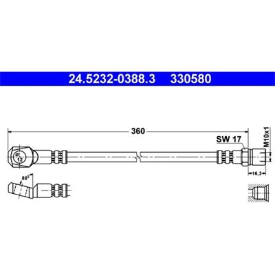 Elastyczna rura hamulcowa Ate - 360mm M10x1 dla Mercedes-Benz Elastyczna rura hamulcowa Ate - 360mm M10x1 dla Mercedes-Benz