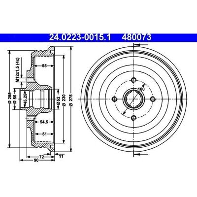 ATE 24.0223-0015.1 Bremsentrommel - Ohne Radlager, VW Caddy 2, Seat Inca ATE 24.0223-0015.1 Bremsentrommel - Ohne Radlager, VW Caddy 2, Seat Inca