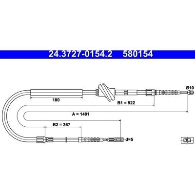 ATE Brake Cable - 1491mm for Audi A6 C4, 100 C4 ATE Brake Cable - 1491mm for Audi A6 C4, 100 C4