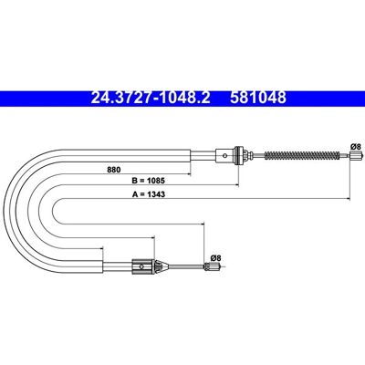 ATE 24.3727-1048.2 bremskabel til Renault Clio 2 - Parkeringsbremse ATE 24.3727-1048.2 bremskabel til Renault Clio 2 - Parkeringsbremse