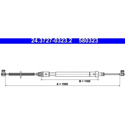 ATE 24.3727-0323.2 - Καλώδιο φρένων στάθμευσης για CITROËN Xsara ATE 24.3727-0323.2 - Καλώδιο φρένων στάθμευσης για CITROËN Xsara