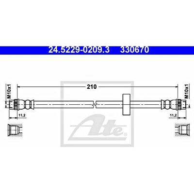 Przewód hamulcowy Ate Renault Twingo - M10x1, 210mm Przewód hamulcowy Ate Renault Twingo - M10x1, 210mm