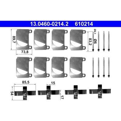 Kit d'accessoires de frein à disque ATE pour Mercedes-Benz - 13.0460-0214.2 Kit d'accessoires de frein à disque ATE pour Mercedes-Benz - 13.0460-0214.2