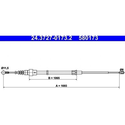 VW, Audi, Skoda Handbromskabel - 1693mm VW, Audi, Skoda Handbromskabel - 1693mm