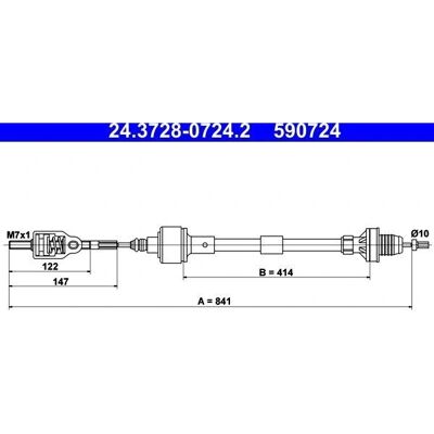 Ate Clutchkabel Opel Corsa B 1.0 I 12v - Kuppeling Betjening Ate Clutchkabel Opel Corsa B 1.0 I 12v - Kuppeling Betjening