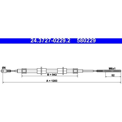 BMW Z3 Parking Brake Cable - 1283mm, Fits Disc Brake System BMW Z3 Parking Brake Cable - 1283mm, Fits Disc Brake System
