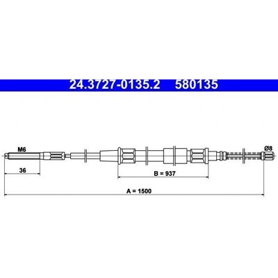 Ate Volkswagen Golf Vento Parking Brake Cable - 24.3727-0135.2 Ate Volkswagen Golf Vento Parking Brake Cable - 24.3727-0135.2