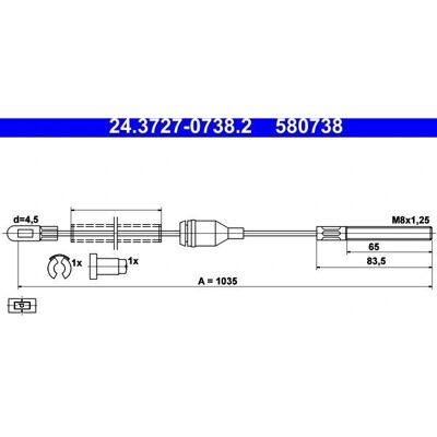 Cablu de Frână ATE 24.3727-0738.2 - Accesorii pentru Frâna de Parcare Opel Corsa A Cablu de Frână ATE 24.3727-0738.2 - Accesorii pentru Frâna de Parcare Opel Corsa A