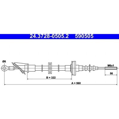 ATE 24.3728-0505.2 Kløtsj Kabel - FIAT Panda I ATE 24.3728-0505.2 Kløtsj Kabel - FIAT Panda I