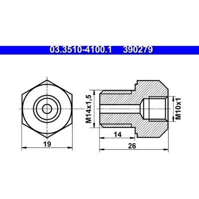 ATE Brake Line Adapter - M14x1.5, M10x1, DIN 74235 ATE Brake Line Adapter - M14x1.5, M10x1, DIN 74235