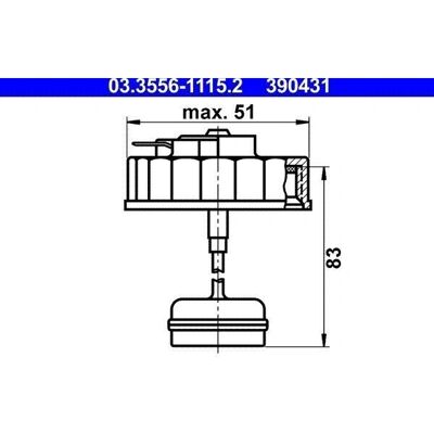 Bouchon de réservoir de liquide de frein ATE - Original, 83mm, 51mm, ATE Bouchon de réservoir de liquide de frein ATE - Original, 83mm, 51mm, ATE