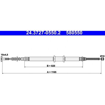 ATE 24.3727-0550.2 Parkeringsbremsekabel - FIAT Multipla ATE 24.3727-0550.2 Parkeringsbremsekabel - FIAT Multipla
