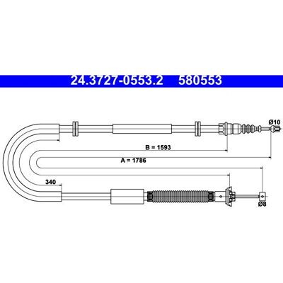 Cablu de frână ATE pentru Fiat - 1786mm, Bravo II, Stilo, cod MAPP Cablu de frână ATE pentru Fiat - 1786mm, Bravo II, Stilo, cod MAPP