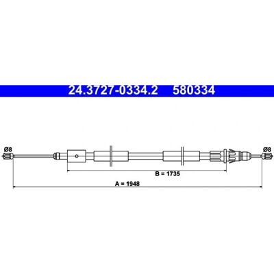 ATE 24.3727-0334.2 Parkeringsbremsekabel - Kabel til Parkeringsbremse ATE 24.3727-0334.2 Parkeringsbremsekabel - Kabel til Parkeringsbremse