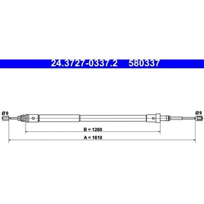 ATE 24.3727-0337.2 Bremskabel til CITROËN Xsara Break - Parkeringsbremse ATE 24.3727-0337.2 Bremskabel til CITROËN Xsara Break - Parkeringsbremse