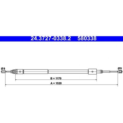 Parkeringsbremsekabel ATE 24.3727-0338.2 Parkeringsbremsekabel ATE 24.3727-0338.2