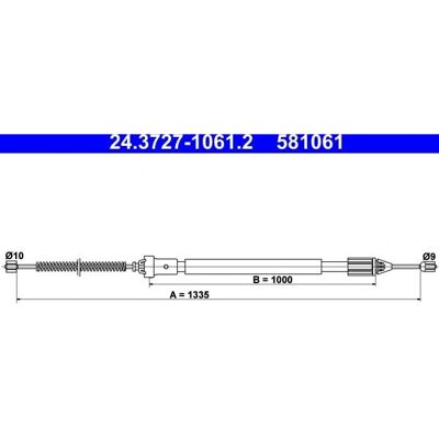 ATE 24.3727-1061.2 Parkeringsbremskabel - Renault Clio 2 ATE 24.3727-1061.2 Parkeringsbremskabel - Renault Clio 2