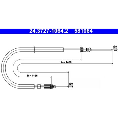 ATE 24.3727-1064.2 Parkeringsbremse Kabel - Renault Megane I Break ATE 24.3727-1064.2 Parkeringsbremse Kabel - Renault Megane I Break