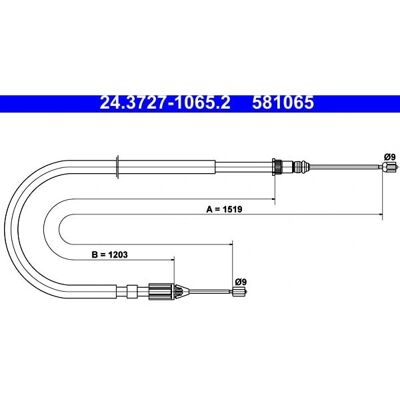 ATE 24.3727-1065.2 Parkeringsbremsekabel til Renault Megane I Break ATE 24.3727-1065.2 Parkeringsbremsekabel til Renault Megane I Break