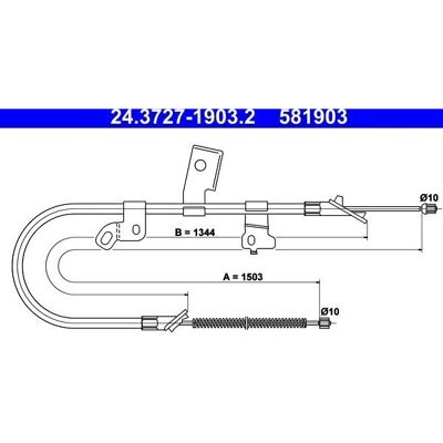 ATE 24.3727-1903.2 Parkeringsbremskabel - Toyota Yaris I 3/5 dører ATE 24.3727-1903.2 Parkeringsbremskabel - Toyota Yaris I 3/5 dører