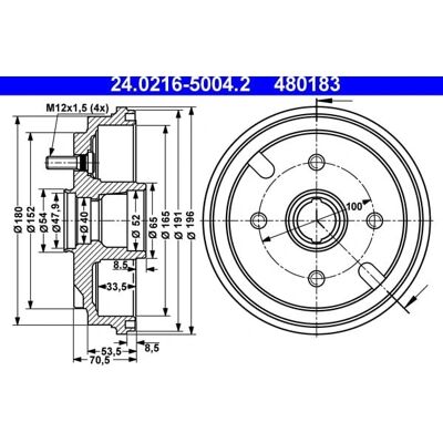 Δρεπάνι φρένων ATE - 24.0216-5004.2 Δρεπάνι φρένων ATE - 24.0216-5004.2