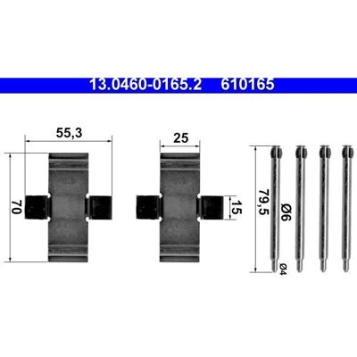 Set accesorii frână de disc ATE 13.0460-0165.2 - Față pentru Opel Monza Set accesorii frână de disc ATE 13.0460-0165.2 - Față pentru Opel Monza