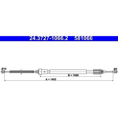 ATE Renault Clio II bremskabel - 1402mm ATE Renault Clio II bremskabel - 1402mm