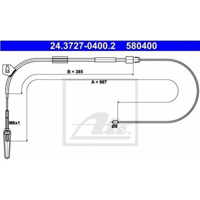 ATE 24.3727-0400.2 Parkeringsbremsekabel - A-Klasse ATE 24.3727-0400.2 Parkeringsbremsekabel - A-Klasse