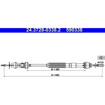 ATE Modell 24.3728-0338.2 - Koblingskabel for CITROËN/PEUGEOT ATE Modell 24.3728-0338.2 - Koblingskabel for CITROËN/PEUGEOT