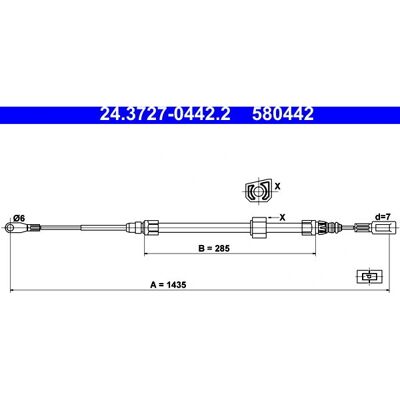 ATE Mercedes-Benz Sprinter Parkeringsbremsekabel - 1435mm ATE Mercedes-Benz Sprinter Parkeringsbremsekabel - 1435mm