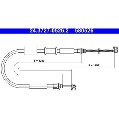 ATE Fiat Punto I 3/5 dør parkeringsbremskabel - 1456mm ATE Fiat Punto I 3/5 dør parkeringsbremskabel - 1456mm