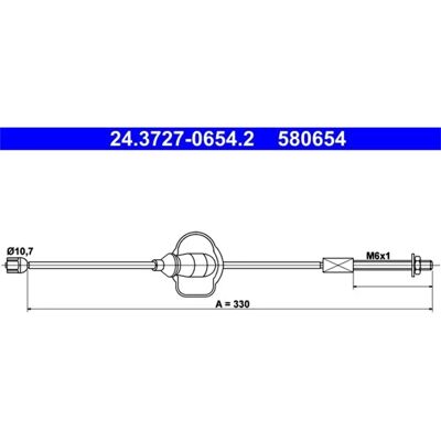 Ate 24.3727-0654.2 Καλώδιο χειρόφρενου - 330mm για Ford Focus Ate 24.3727-0654.2 Καλώδιο χειρόφρενου - 330mm για Ford Focus