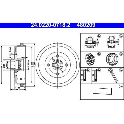 ATE Modell 24.0220-0718.2 Bremstrommel - Bremsentyp ATE Modell 24.0220-0718.2 Bremstrommel - Bremsentyp