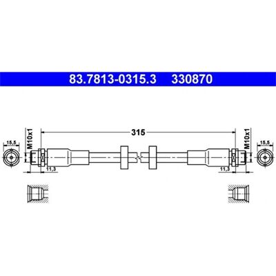 Ate Bremsschlauch - Länge 315mm, M10x1, Paarweise empfohlen Ate Bremsschlauch - Länge 315mm, M10x1, Paarweise empfohlen